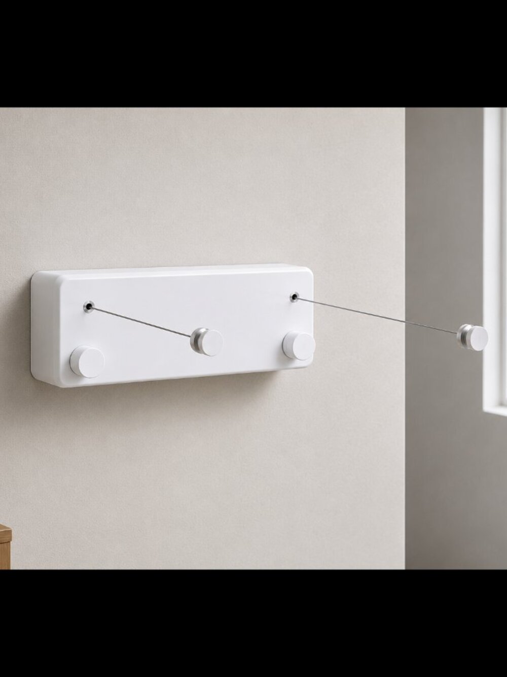Hoimpro Retractable Clothesline Double Rope 13.8ft Wall Mounted Silver